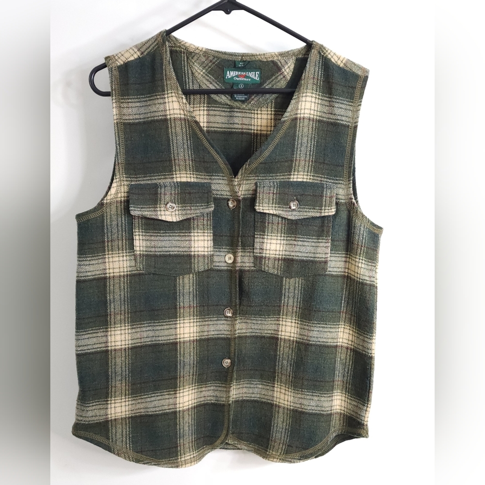 Vintage American Eagle Unisex wool blend plaid vest